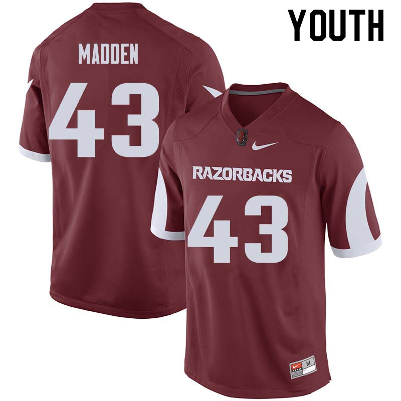 Youth #43 George Madden Arkansas Razorback College Football Jerseys Sale-Cardinal